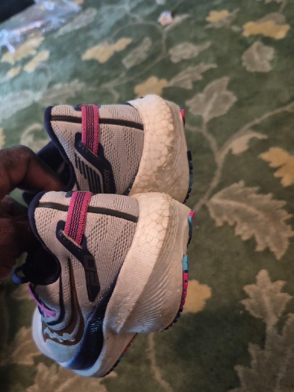 Saucony Women's White, Navy & Pink Running Shoes with Gold Accents - Picture 3 of 10